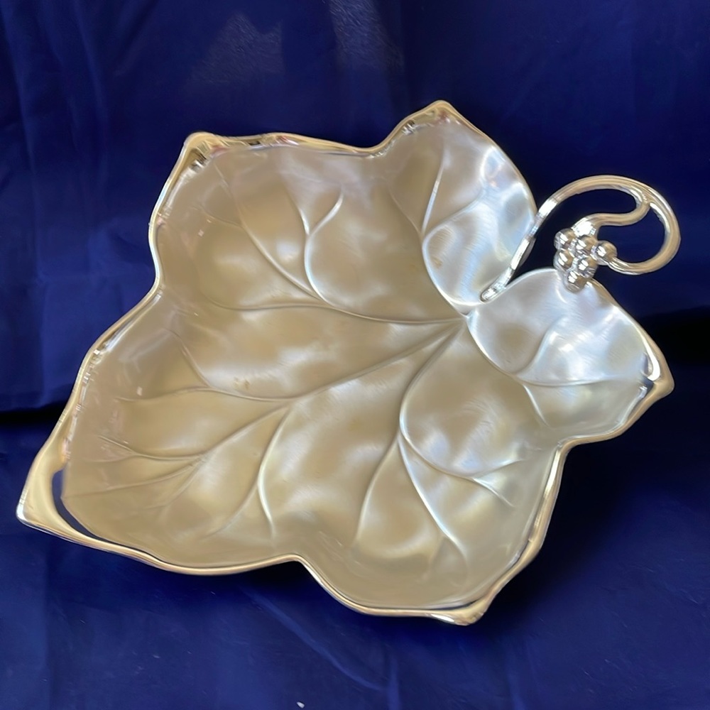WMF Ikora Germany EP Brass LEAF Dish silver plated three footed TARNISH FREE